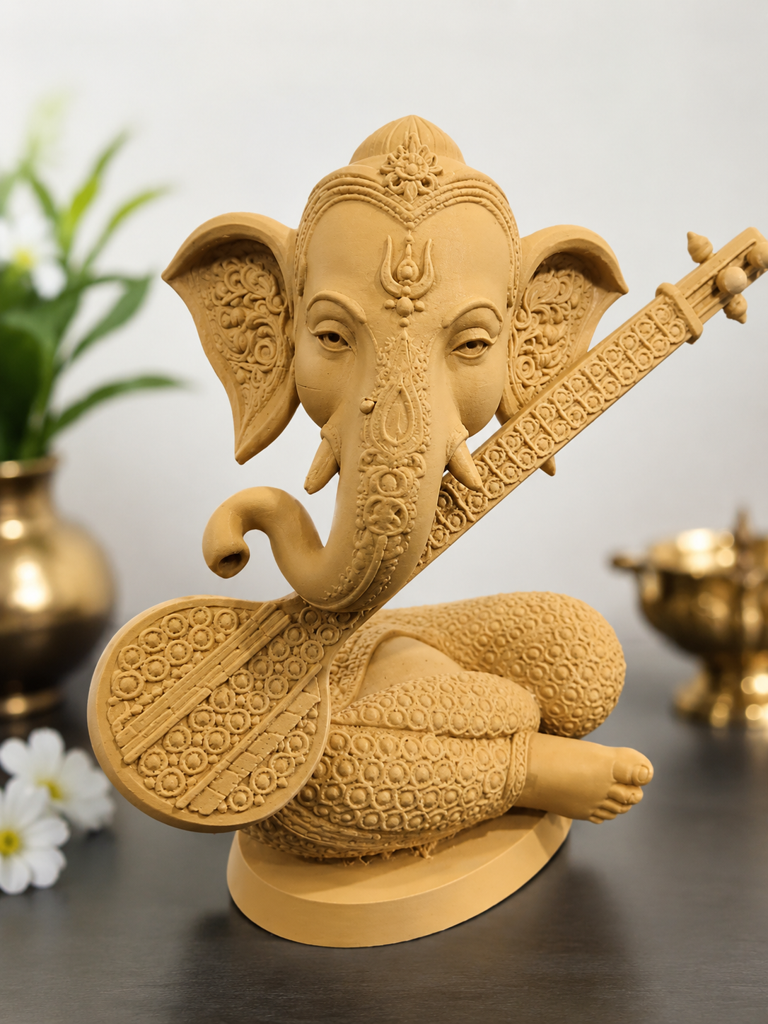 Lord Ganesha with Veena Idol | Premium 3D Printed Ganesh Statue for Home Decor, Office & Gift | My Miniature