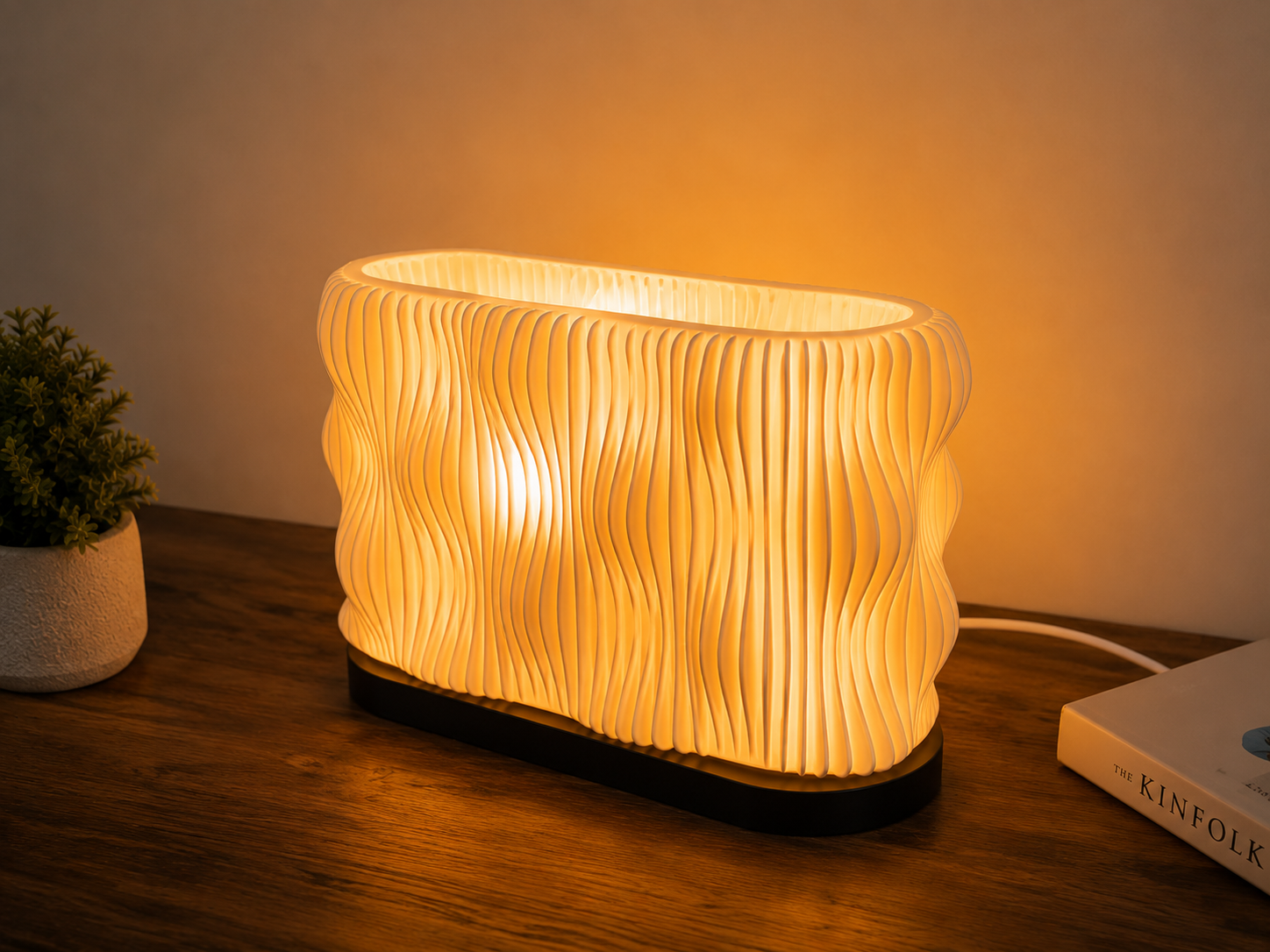Modern Wave Table Lamp – 3D Printed Ambient Night Light | My Miniature