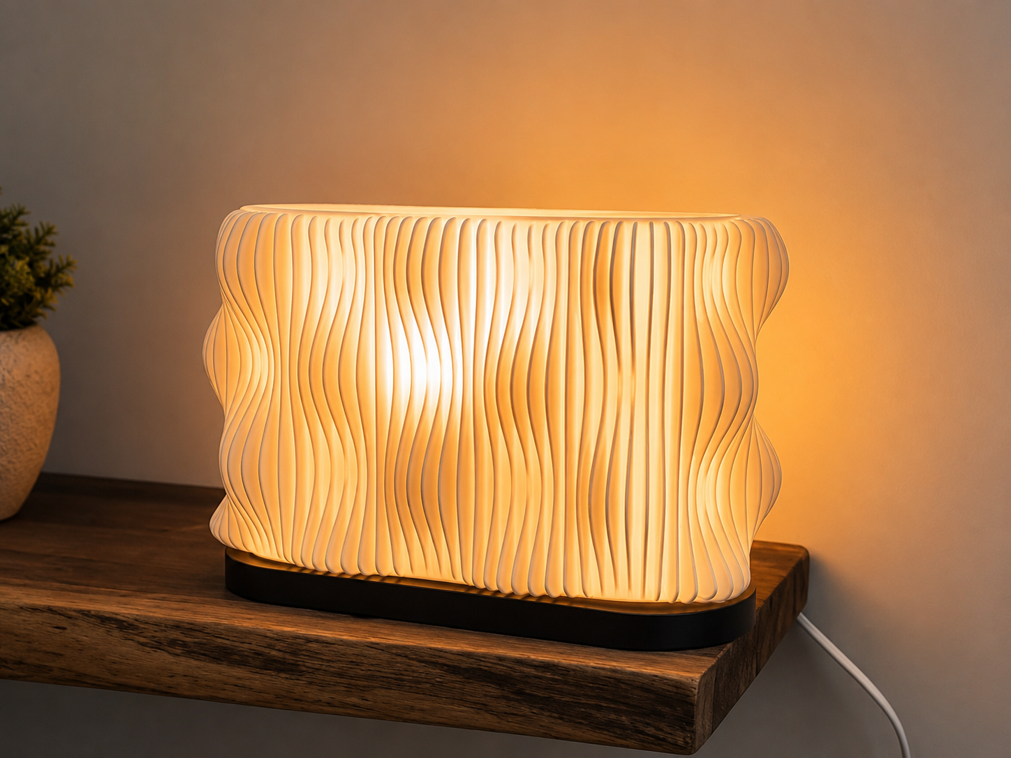 Modern Wave Table Lamp – 3D Printed Ambient Night Light | My Miniature
