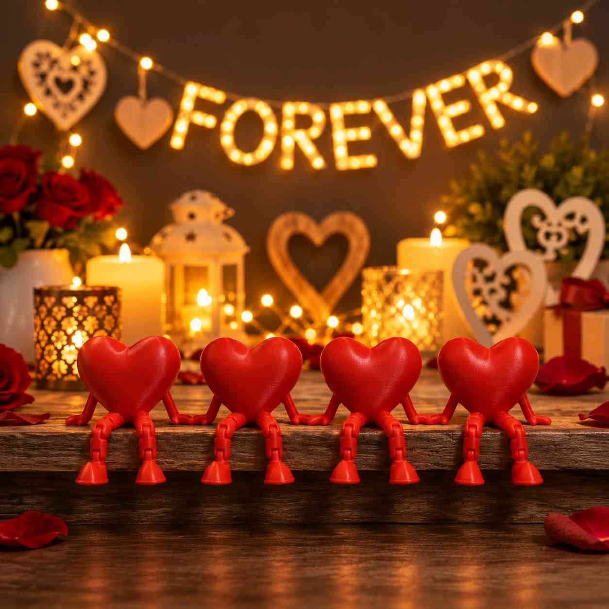 Premium 3D Printed HeartBuddies Love Embrace Showpiece (Set of 5)