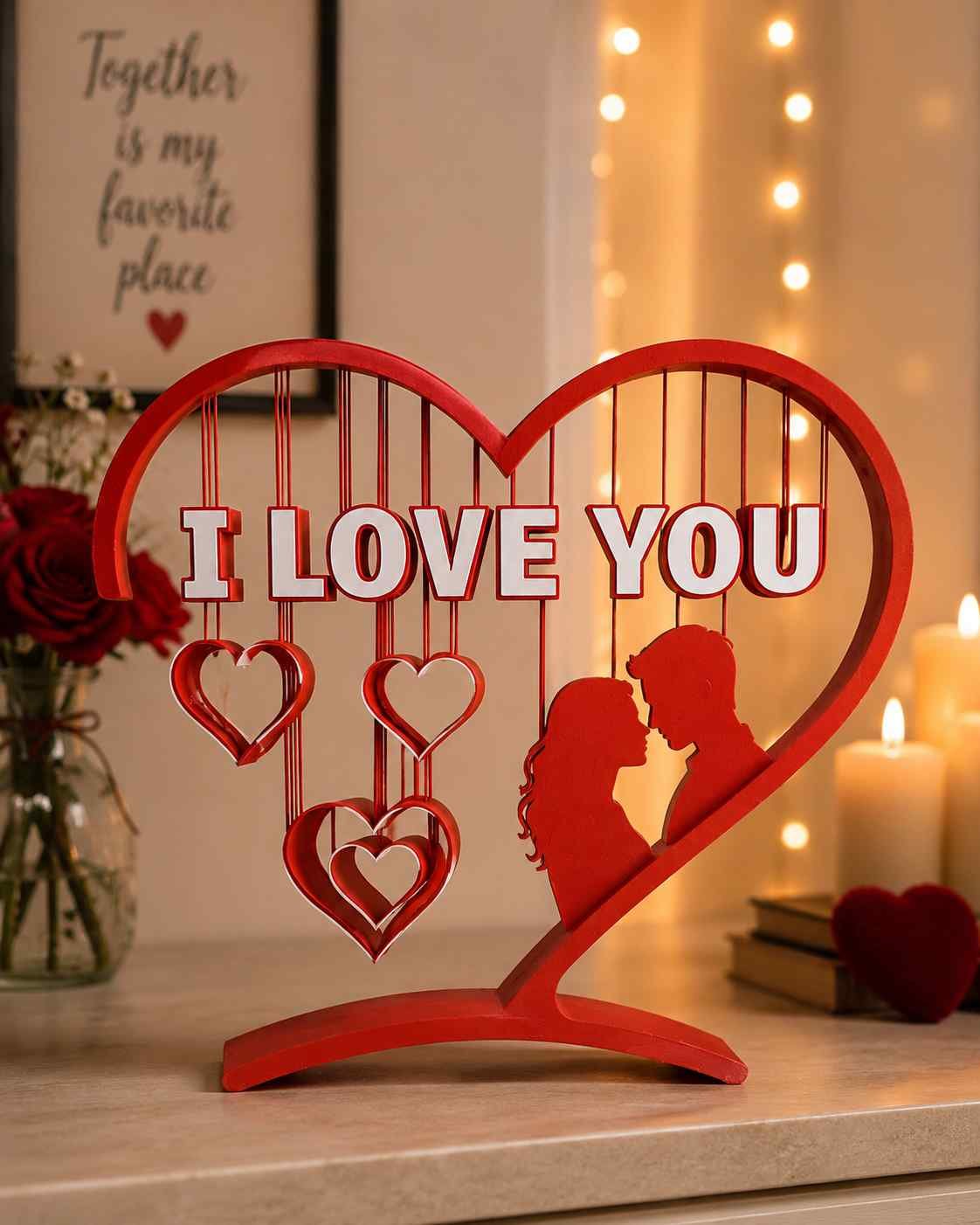 Romantic I Love You Heart Table Showpiece