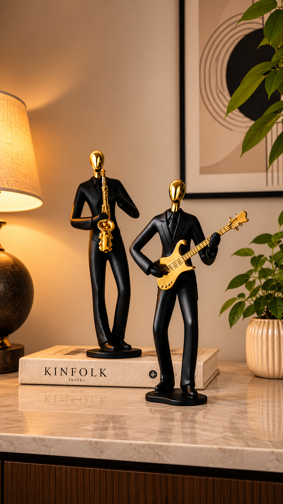 Modern Musician Figurine Set | Saxophone & Guitar Decorative Showpiece | My Miniature