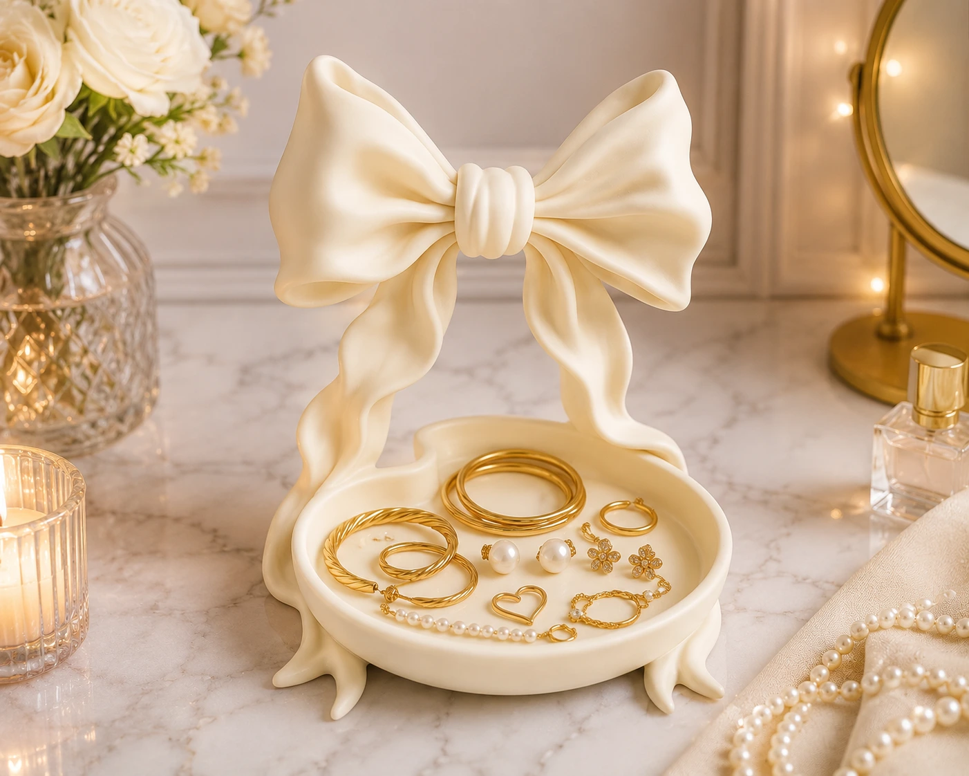 Cute Elegant Bow-Shaped Jewelry Organizer Tray