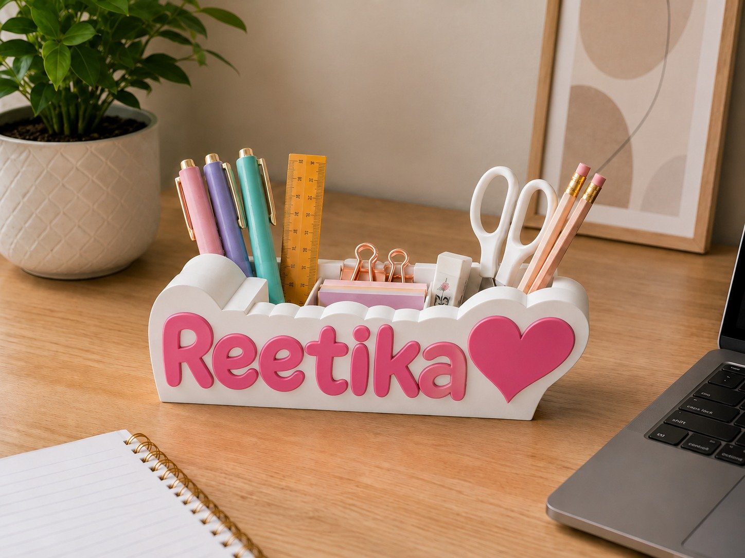 Personalized Name Desk Organizer | Custom Pen Stand with Name