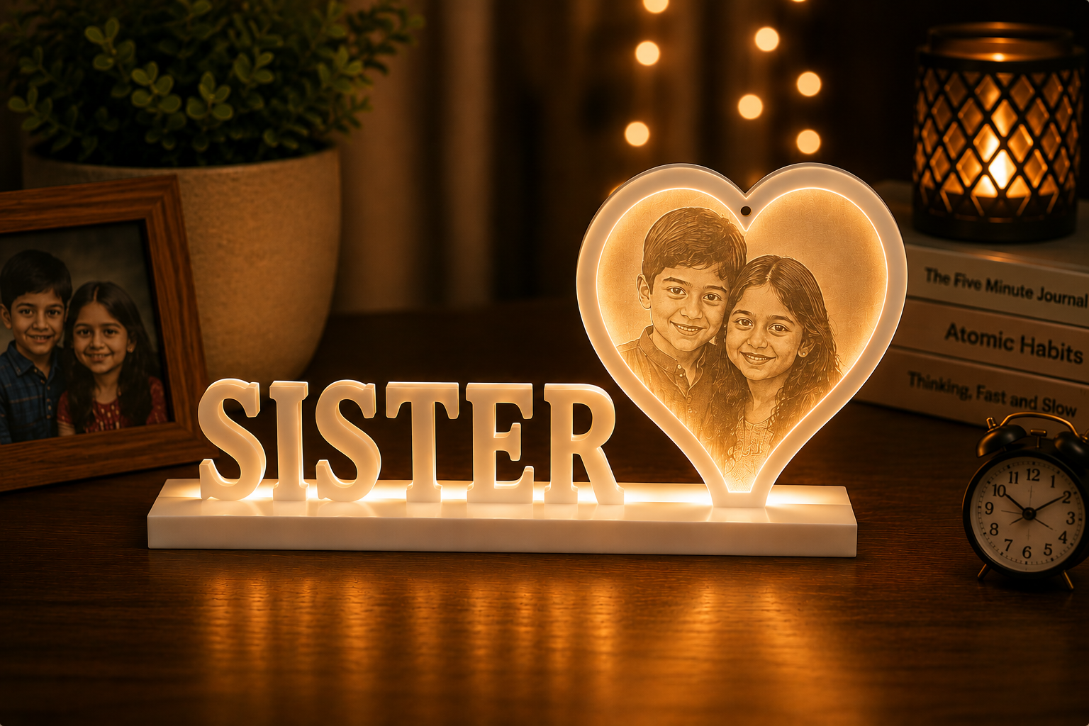 Personalized Sister Brother Photo LED Lamp Rakhi Gift