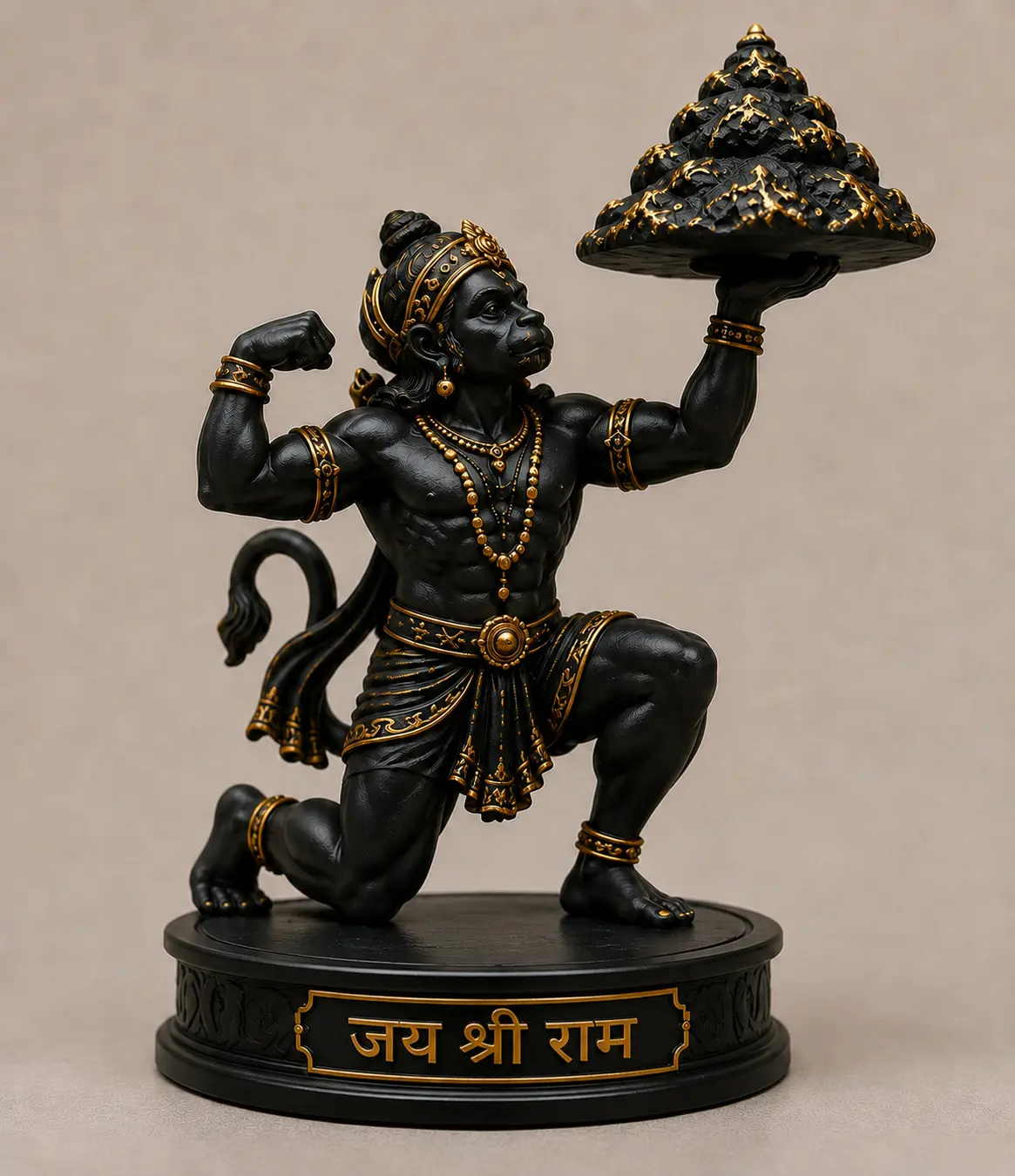 Sanjeevani Hanuman Black Gold Idol