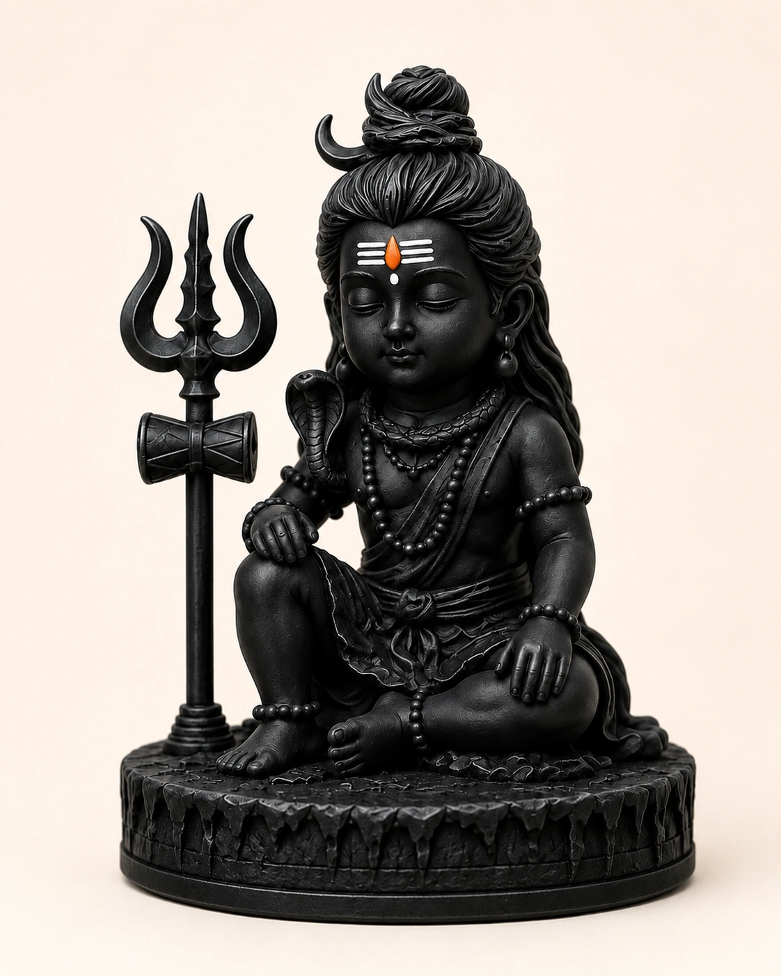 Bal Mahadev Meditation Black Idol with Trishul and Damru