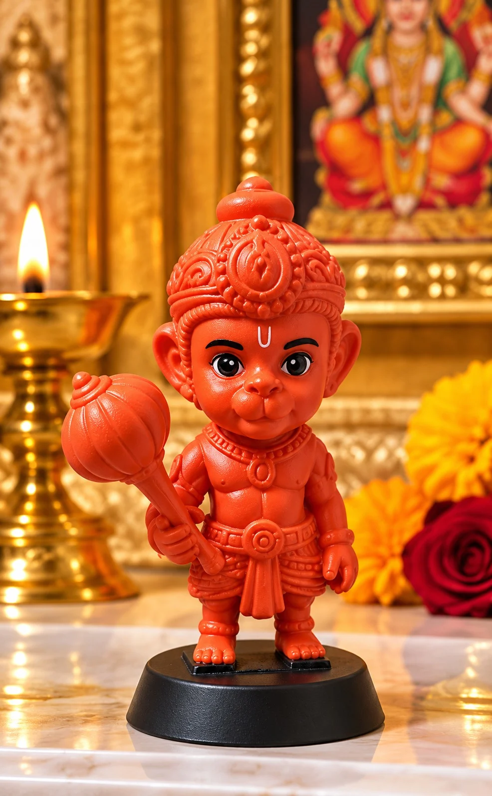 Cute Sindoori Bal Hanuman Ji Gada Idol