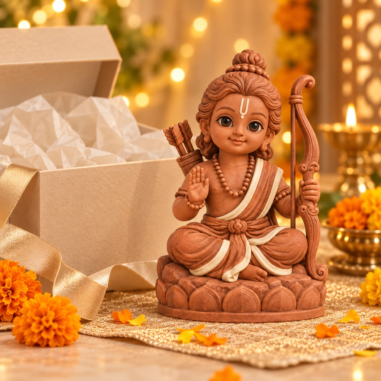 Terracotta Bal Shri Ram Car Dashboard Idol